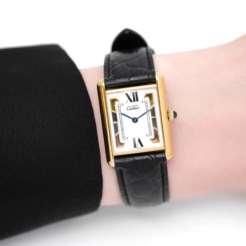 Montre CARTIER "Tank Must Trinity" en vermeil et cuir - Image 10