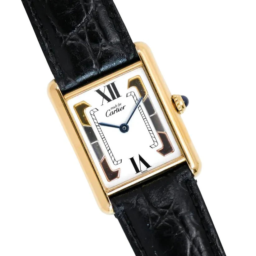 Montre CARTIER "Tank Must Trinity" en vermeil et cuir - Image 12