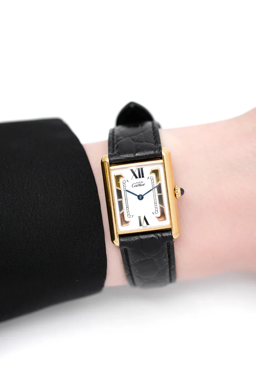 Montre CARTIER "Tank Must Trinity" en vermeil et cuir - Image 2