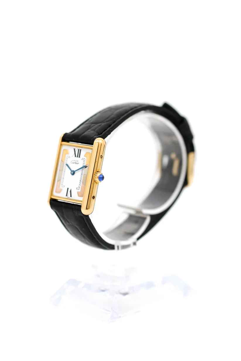 Montre CARTIER "Tank Must Trinity" en vermeil et cuir - Image 3