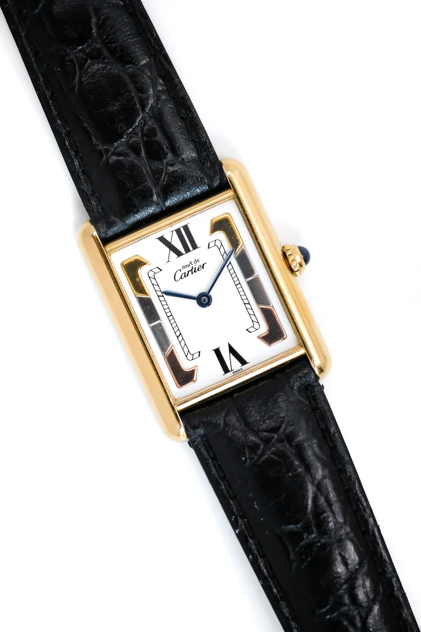 Montre CARTIER "Tank Must Trinity" en vermeil et cuir - Image 4