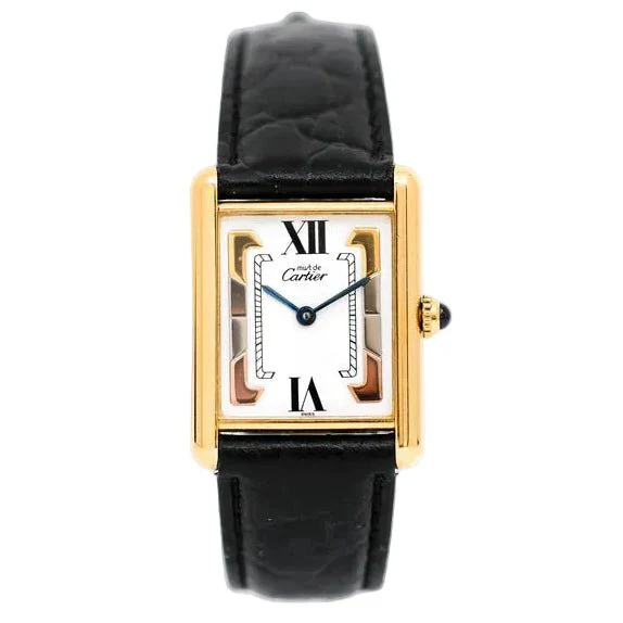 Montre CARTIER "Tank Must Trinity" en vermeil et cuir - Image 9