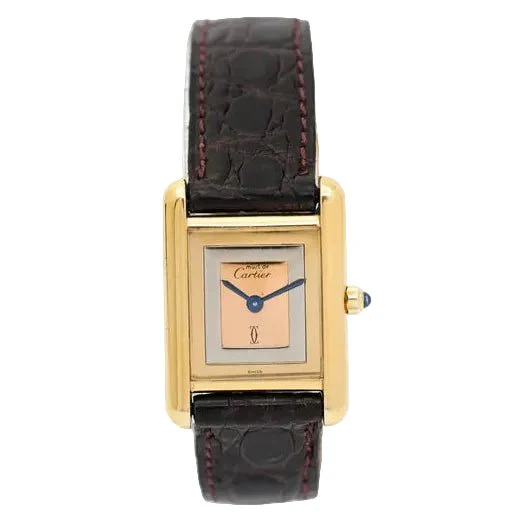 Montre CARTIER "Tank Must Trinity" Médium en or blanc, or jaune, or rose, vermeil et cuir