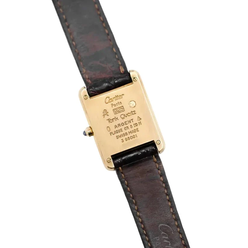 Montre CARTIER "Tank Must Trinity" Médium en or blanc, or jaune, or rose, vermeil et cuir - Image 5
