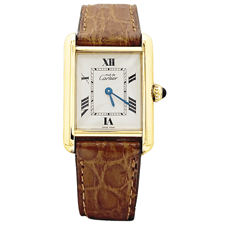 Montre CARTIER "Tank Must" en argent, acier et cuir