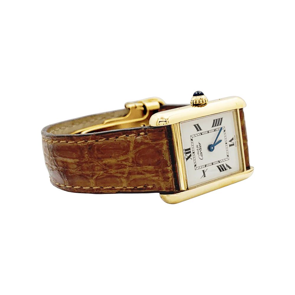 Montre CARTIER "Tank Must" en argent, acier et cuir - Image 6