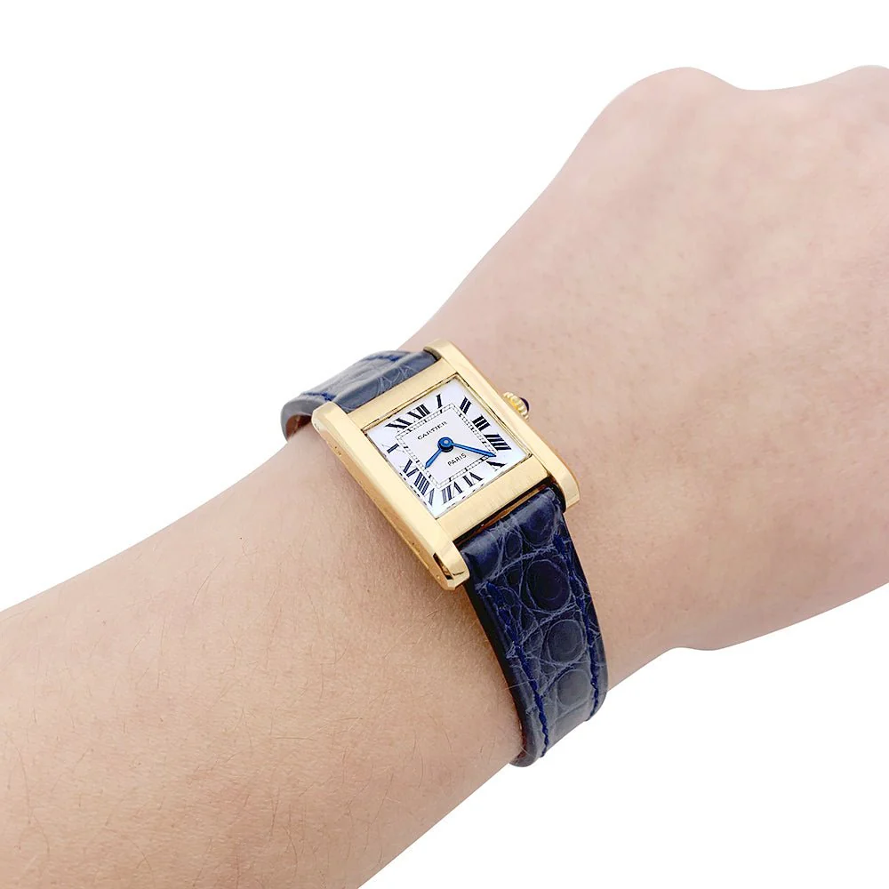 Montre CARTIER "Tank Normale" en or jaune et cuir - Image 2