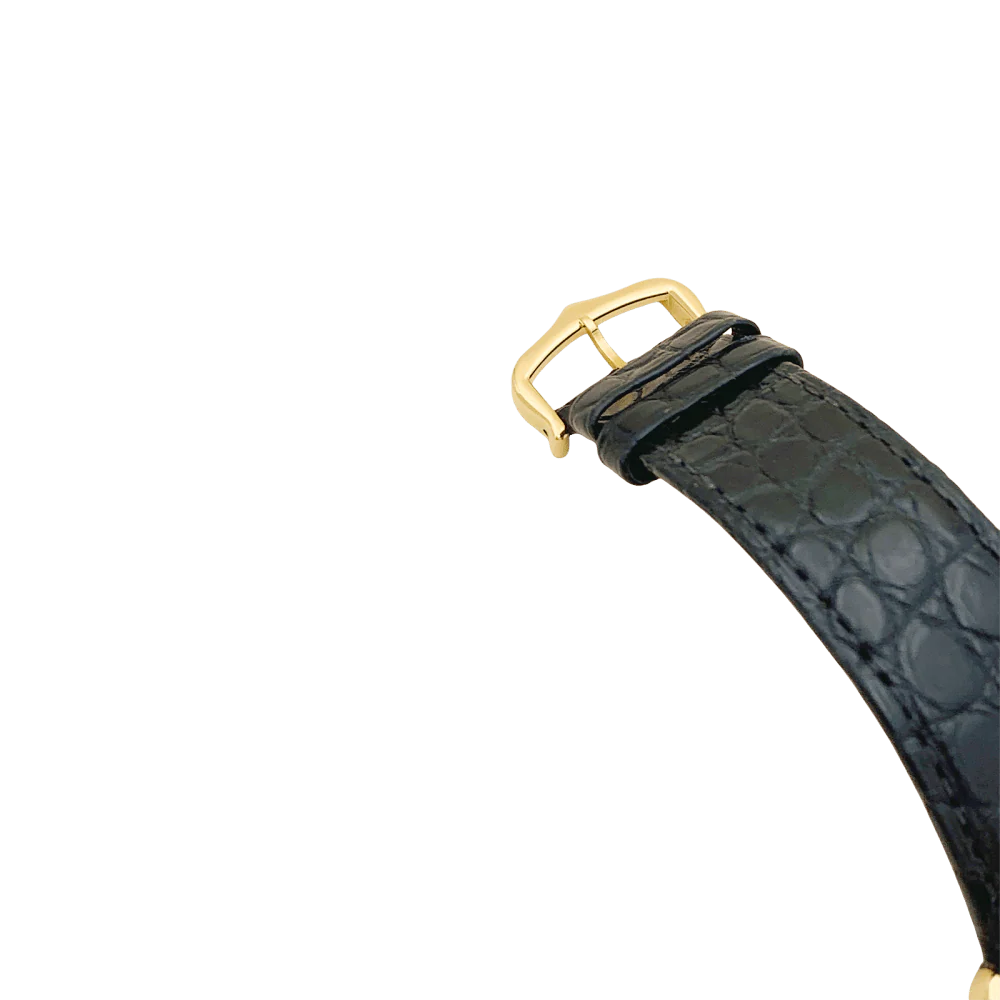 Montre CARTIER "Tank Solo" en or jaune, argent, cuir, acier et spinelle - Image 5