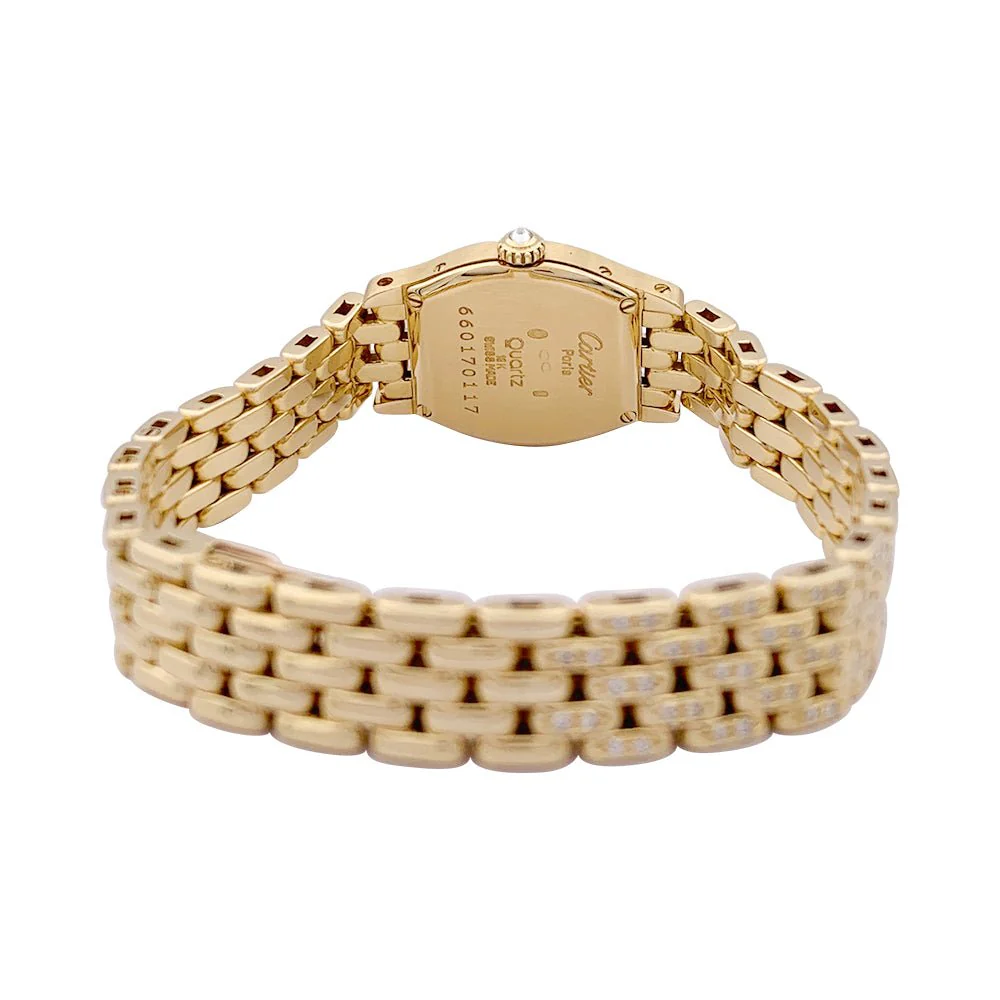 Montre Cartier "Tortue" or jaune, diamants, nacre. - Image 4
