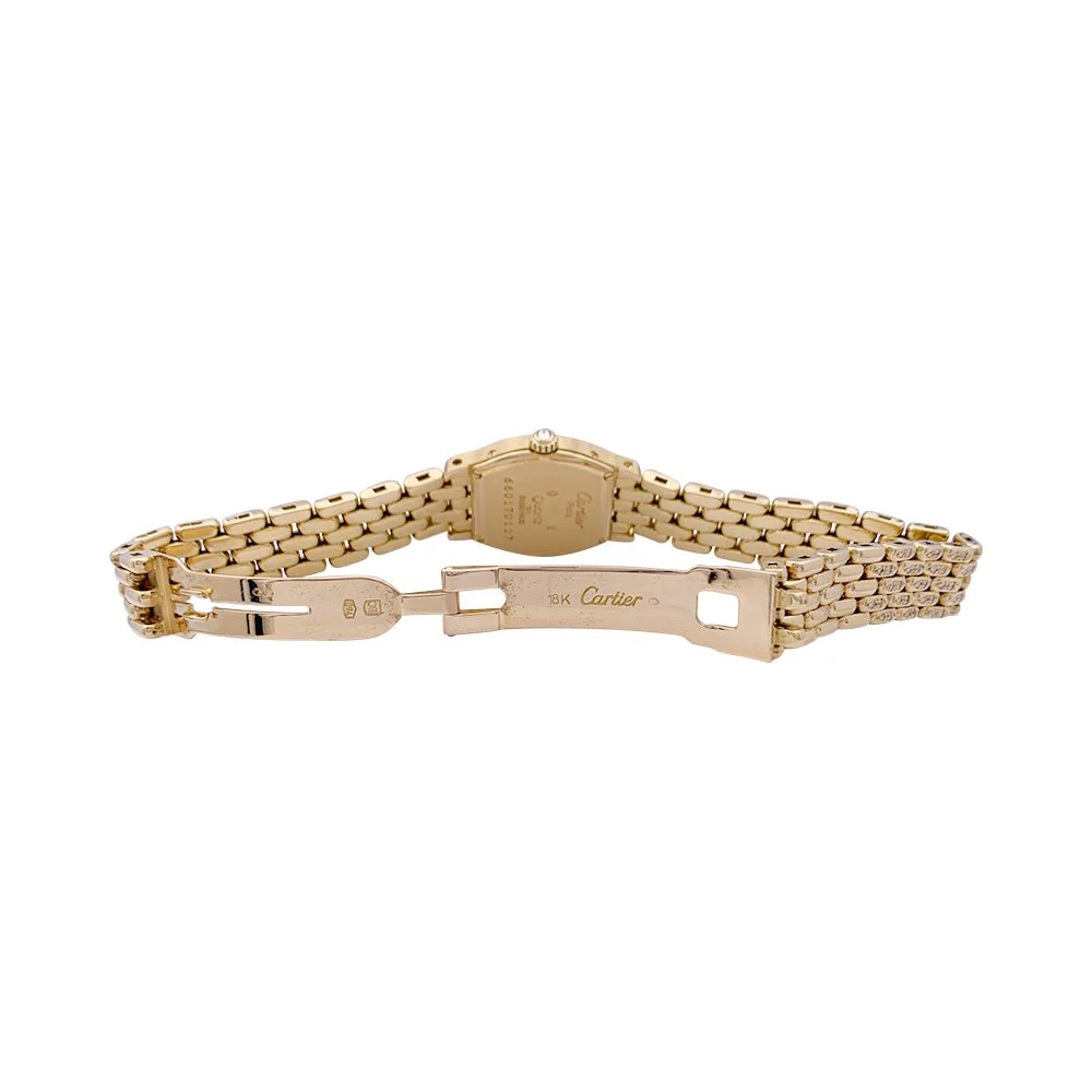 Montre Cartier "Tortue" or jaune, diamants, nacre. - Image 6
