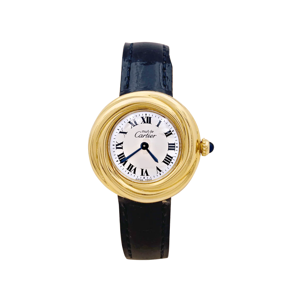 Montre CARTIER "Trinity Must" en argent, cuir et acier
