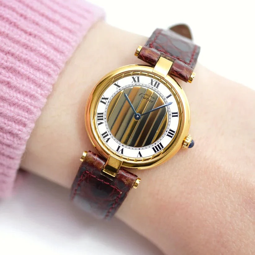 Montre CARTIER "Vendôme Must Trinity" en or blanc, or jaune, or rose et cuir - Image 2