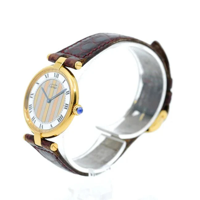 Montre CARTIER "Vendôme Must Trinity" en or blanc, or jaune, or rose et cuir - Image 3