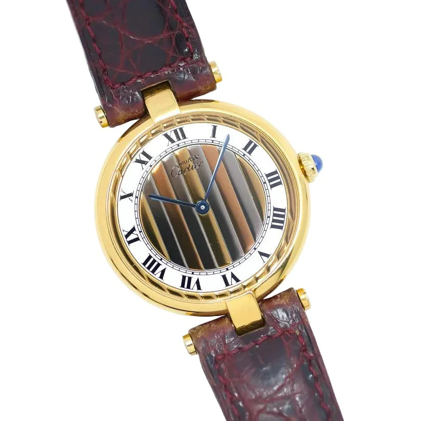 Montre CARTIER "Vendôme Must Trinity" en or blanc, or jaune, or rose et cuir - Image 4