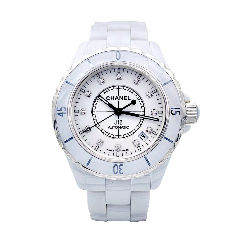 Montre CHANEL  "J12" automatique en céramique blanche
