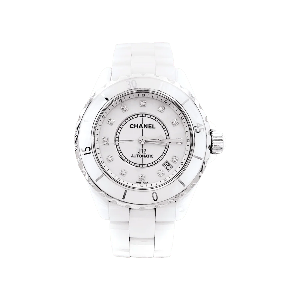 Montre CHANEL "J12" en céramique, acier et diamants