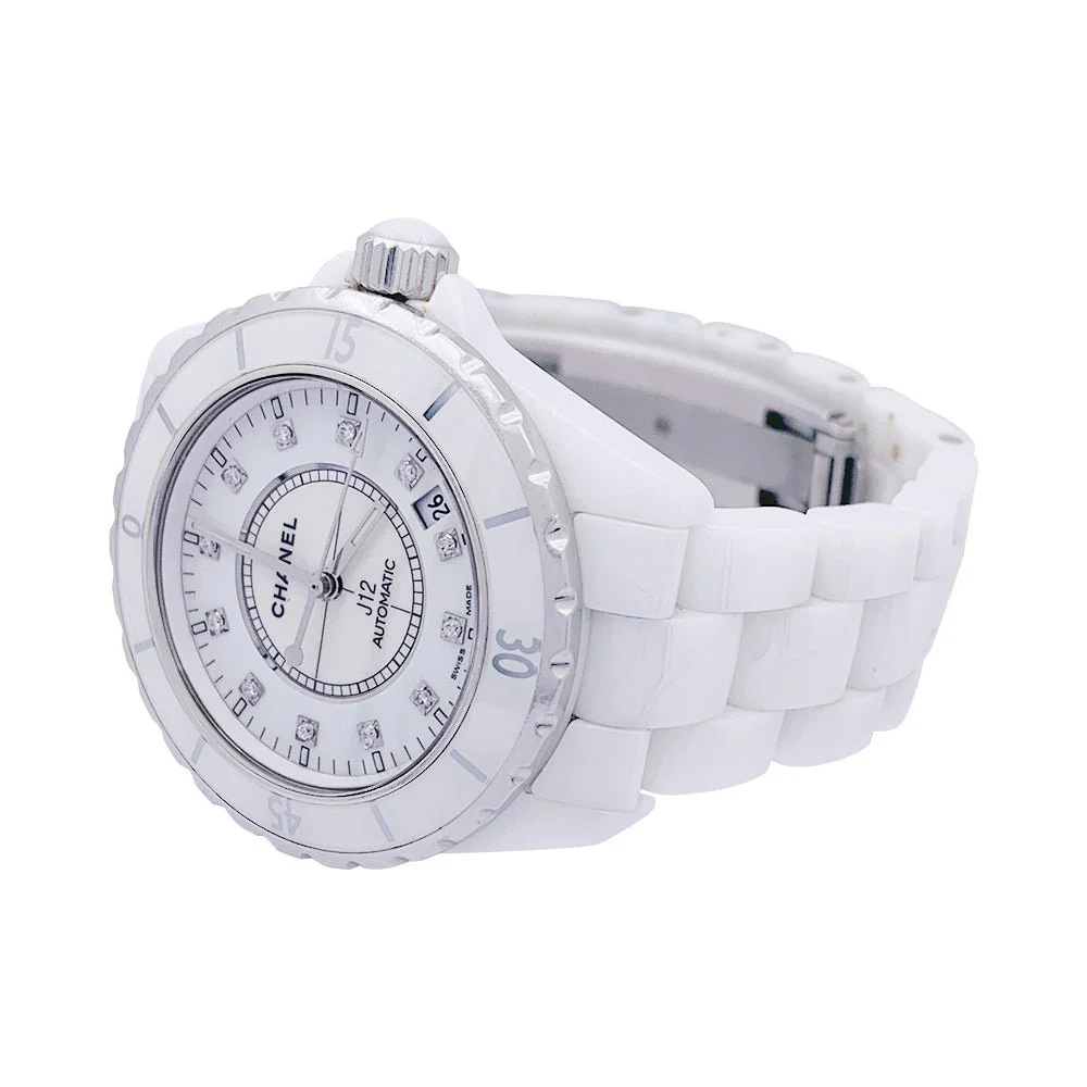 Montre CHANEL  "J12" céramique blanche et diamants. - Image 3