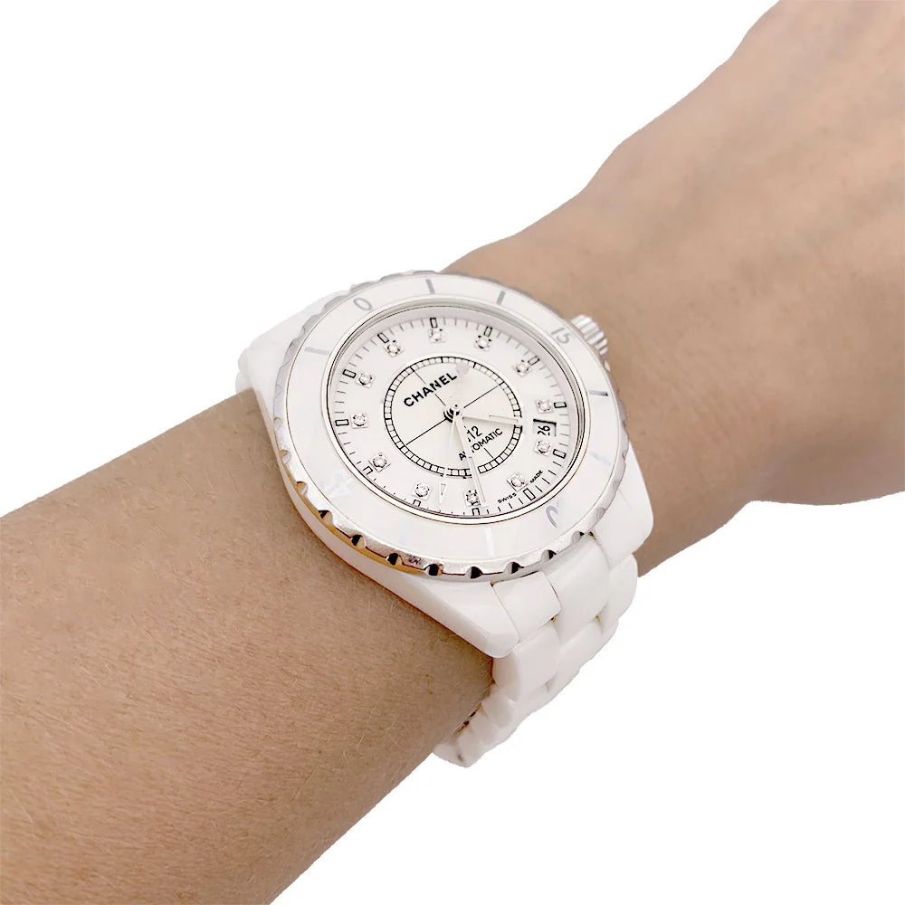 Montre CHANEL  "J12" céramique blanche et diamants. - Image 6