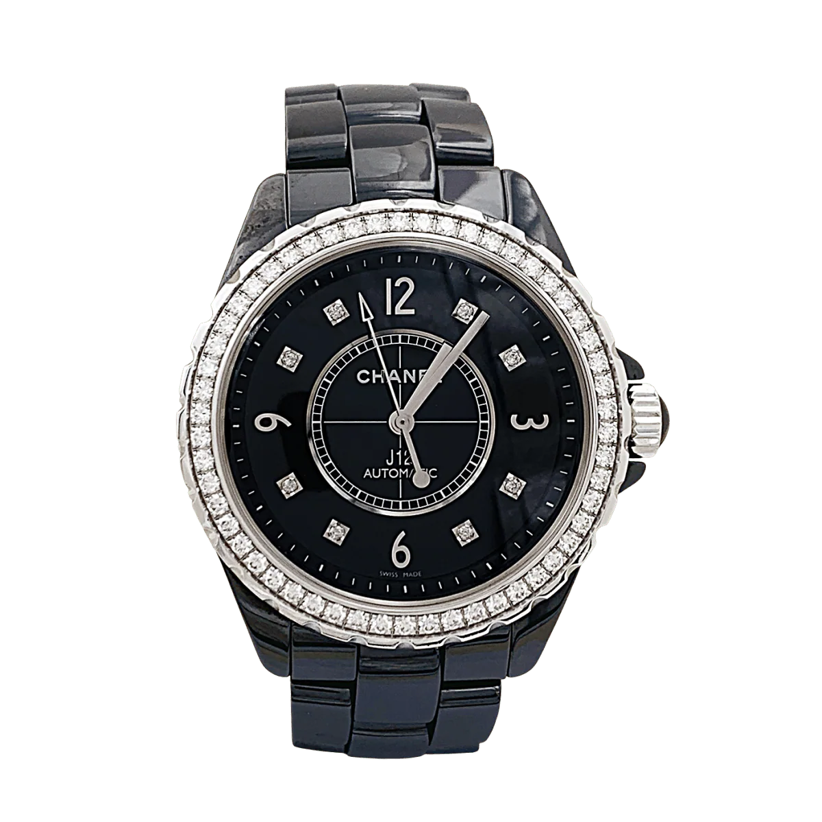 Montre Automatique CHANEL "J12" en céramique, acier et diamants
