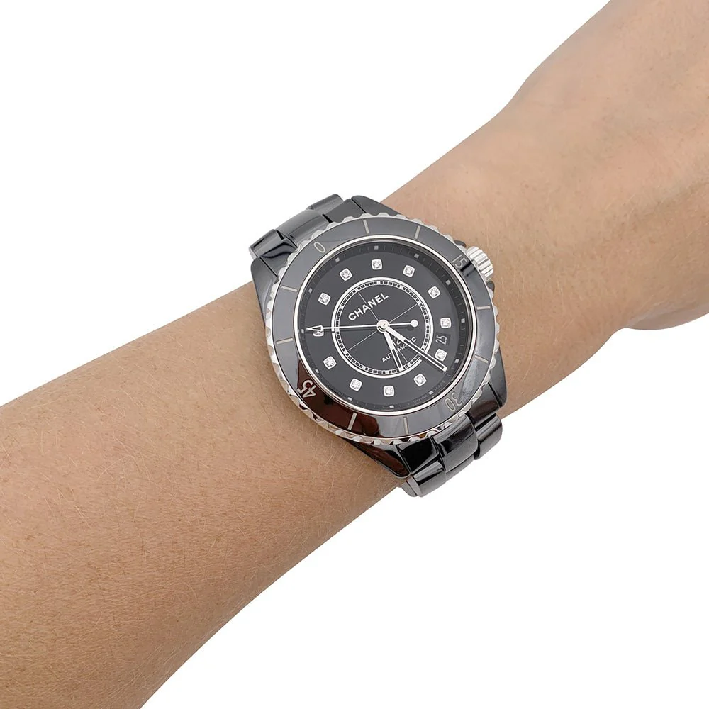 Montre CHANEL "J12" en céramique noire et diamants - Image 6