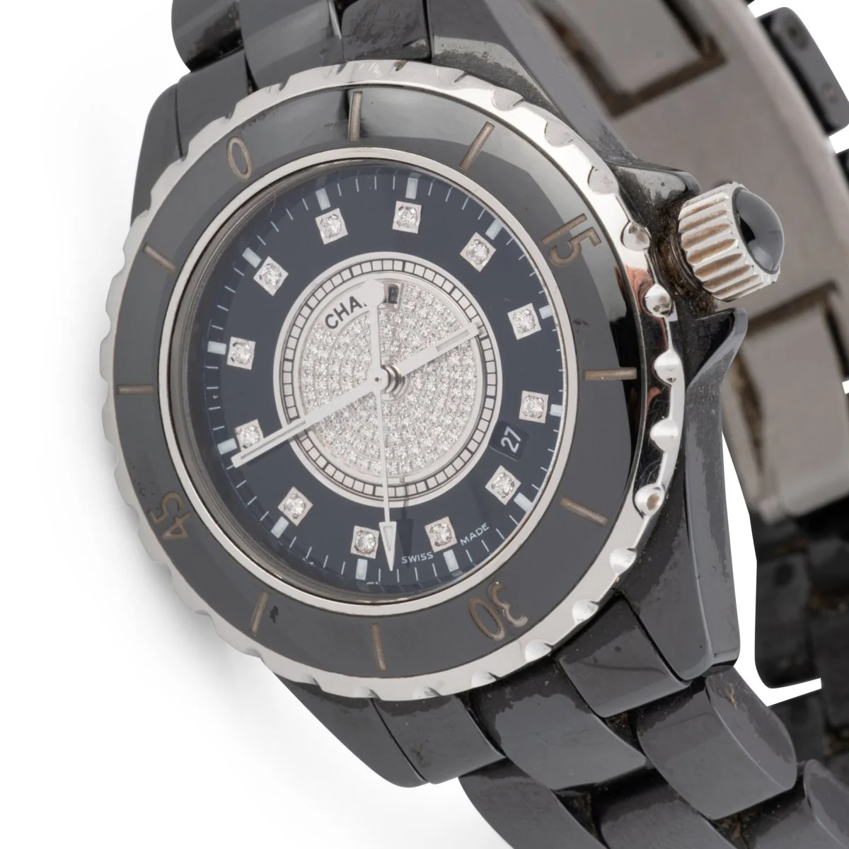 Montre CHANEL "J12" en céramique noire et diamants - Image 3