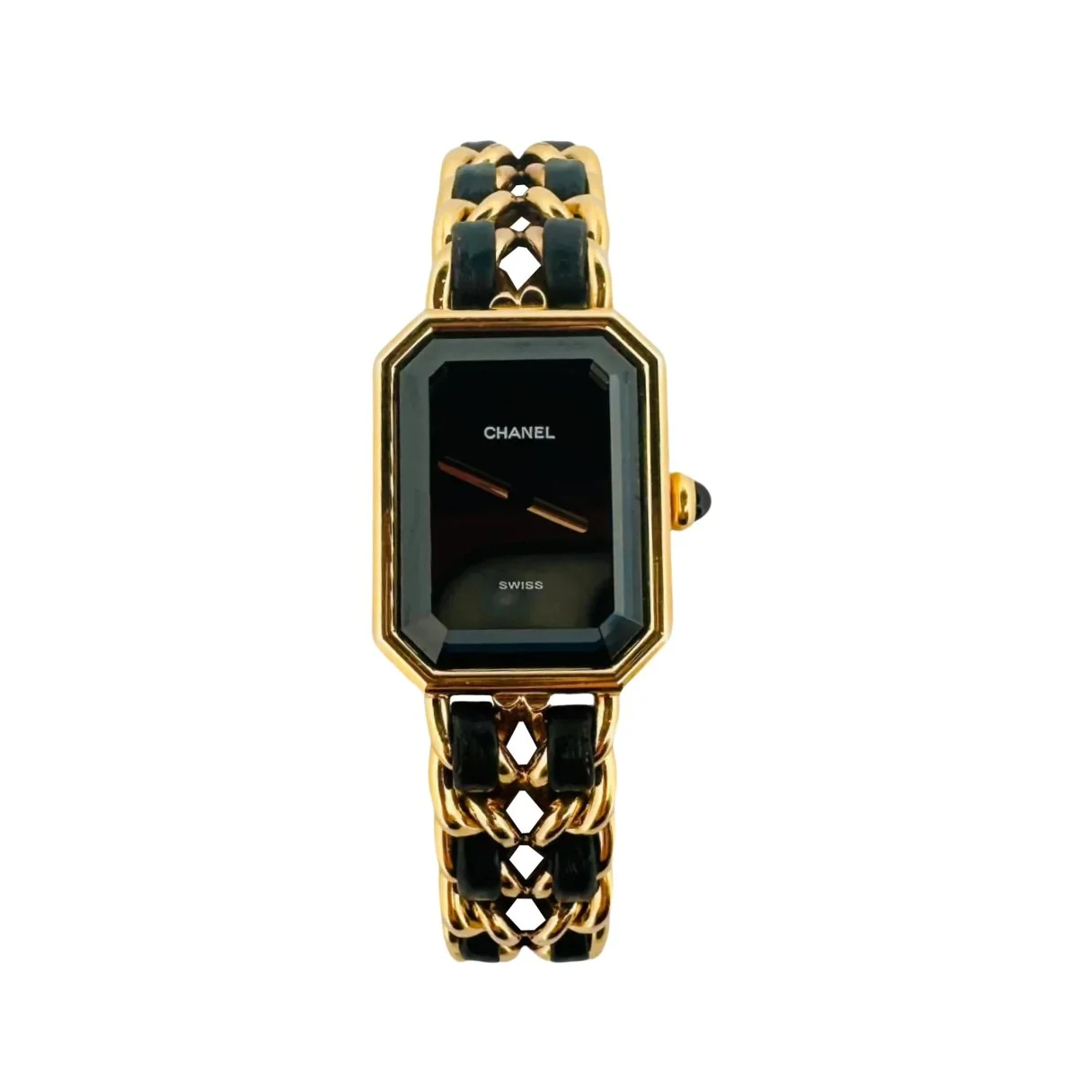 Montre CHANEL "Première" en plaqué or jaune et cuir