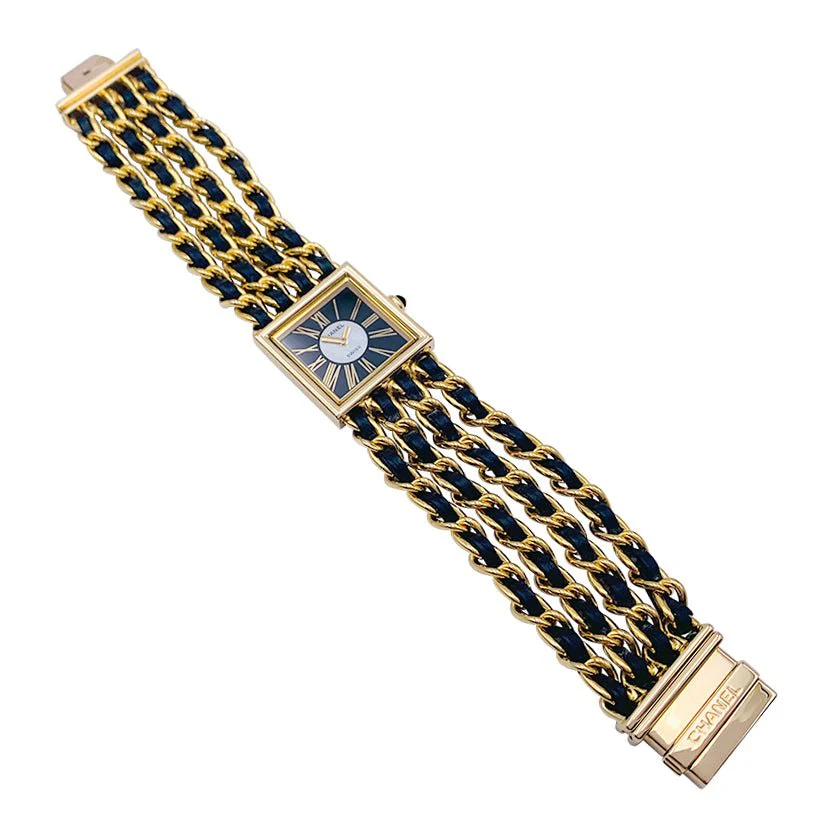 Montre Chanel, "Mademoiselle", or jaune, cuir. - Image 10