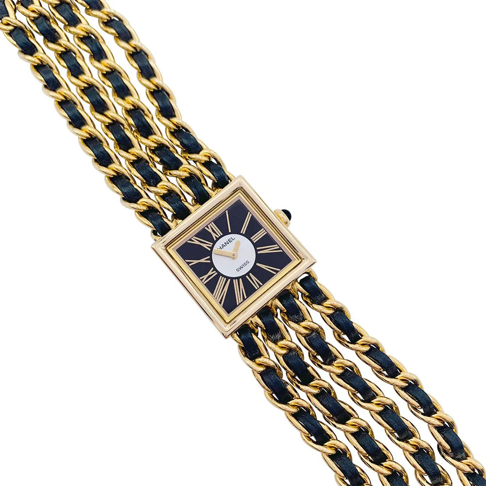 Montre Chanel, "Mademoiselle", or jaune, cuir. - Image 11