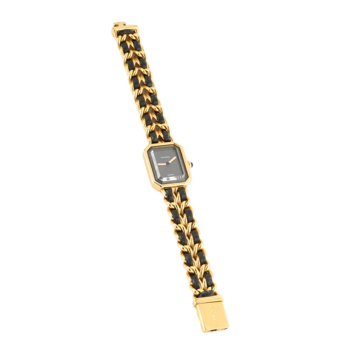 Montre CHANEL "Première" en métal doré et cuir
