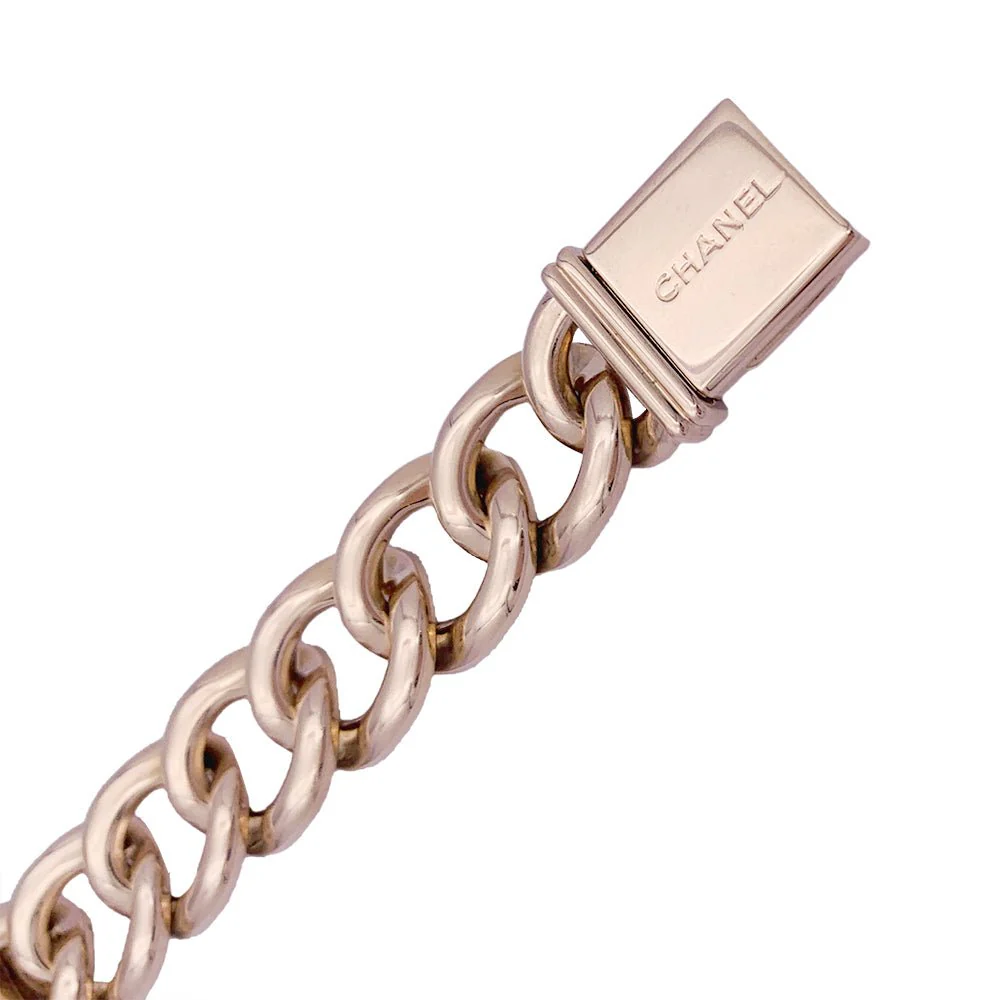 Montre Chanel, "Première Chaîne Gourmette", or rose, diamants. - Image 3