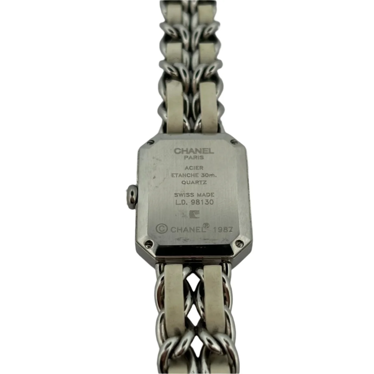 Montre CHANEL, "Première" en acier, cuir blanc et nacre - Image 4