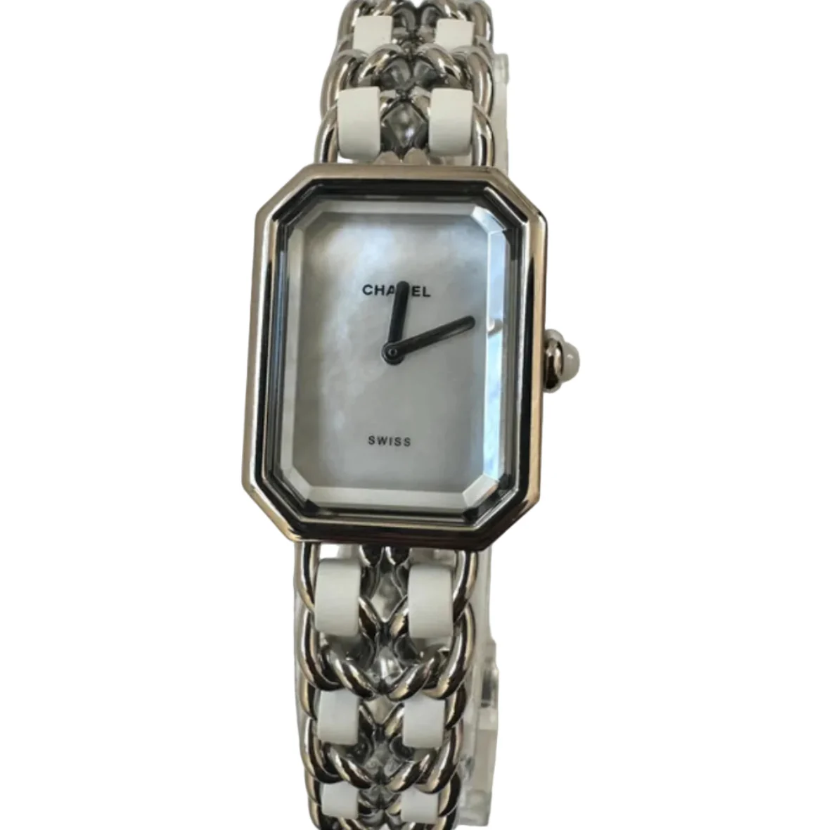Montre CHANEL "Première" en acier, cuir, nacre et quartz
