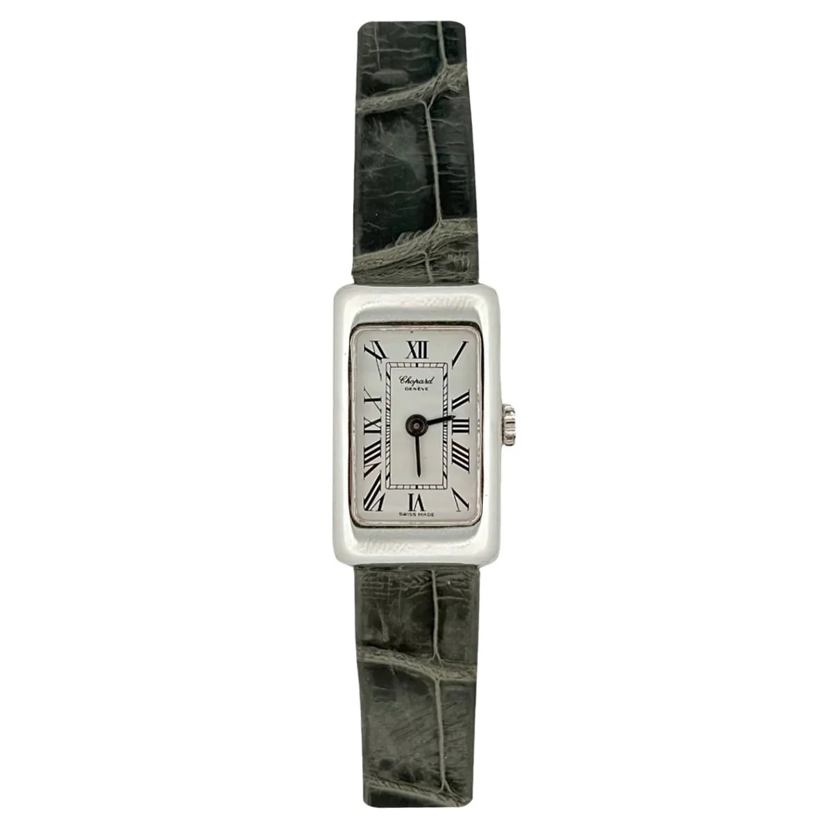 Montre CHOPARD en or blanc et bracelet cuir