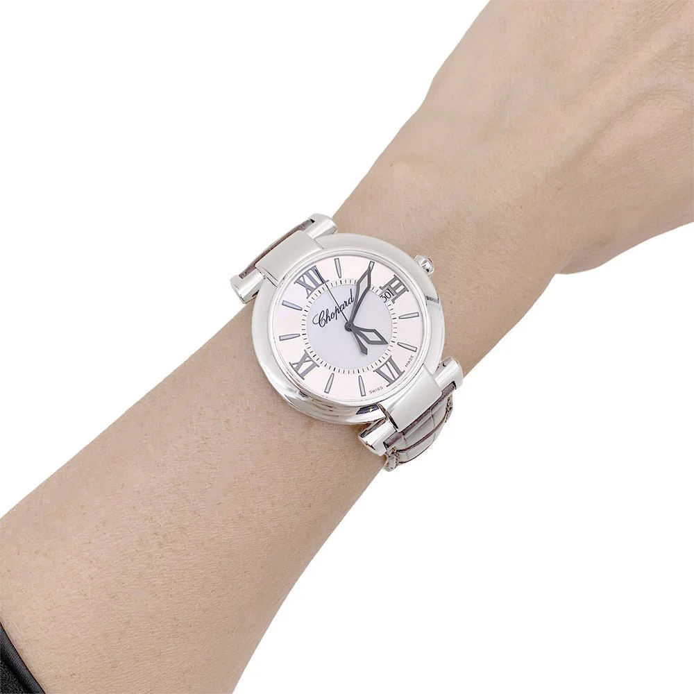 Montre CHOPARD "Impériale" en acier, cuir et nacre - Image 6