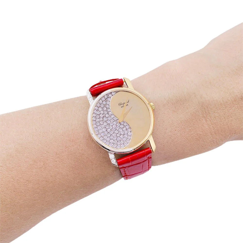 Montre Chopard, or jaune, or blanc, diamants. - Image 4