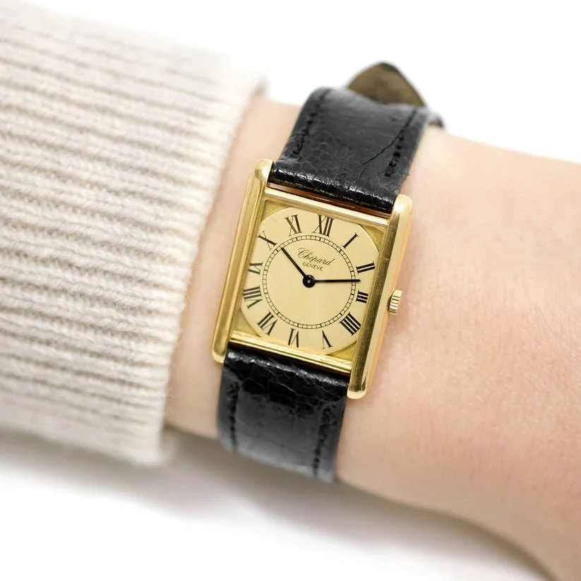 Montre CHOPARD "Tank" en or jaune et cuir - Image 2