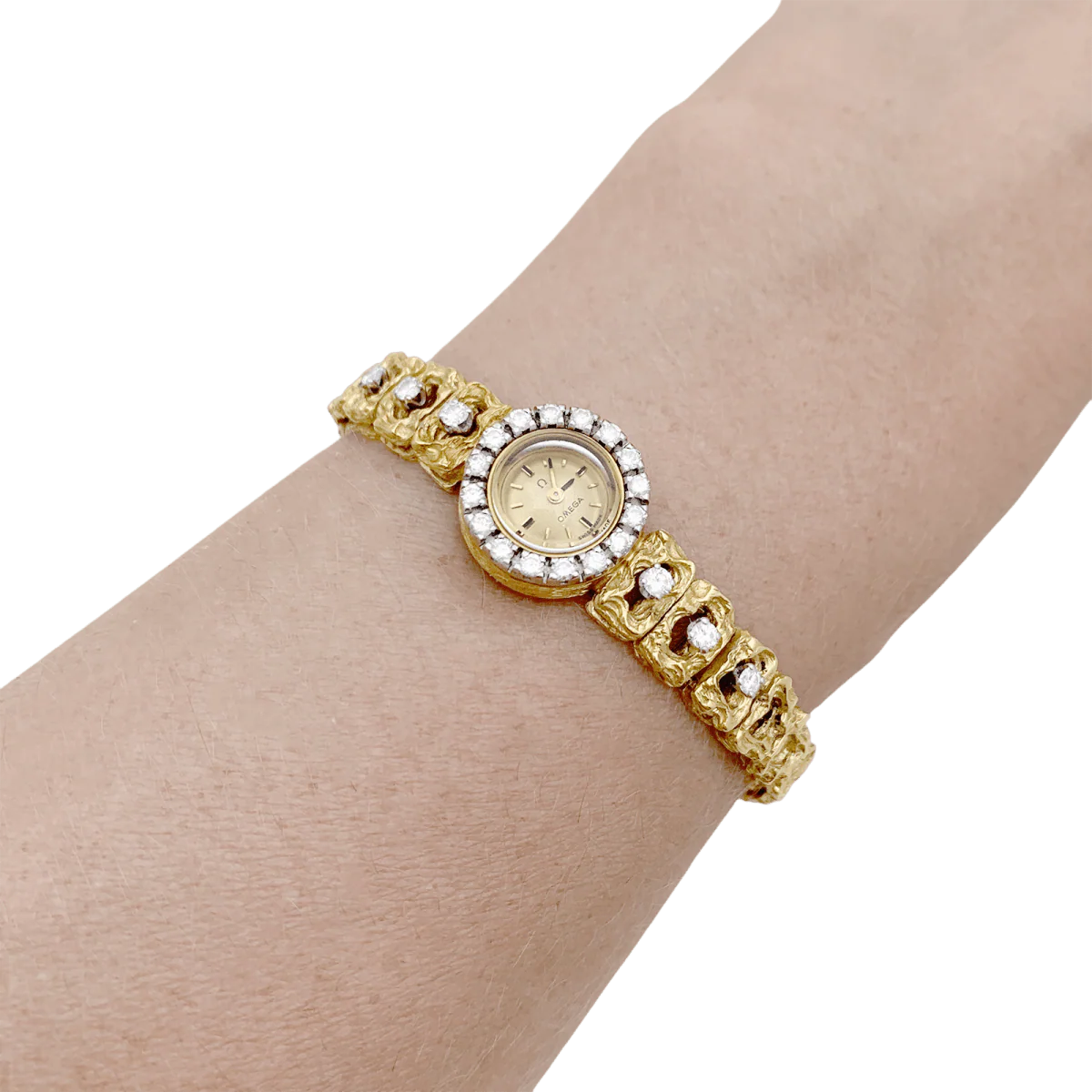 Montre OMEGA en or jaune, or blanc et diamants - Image 2