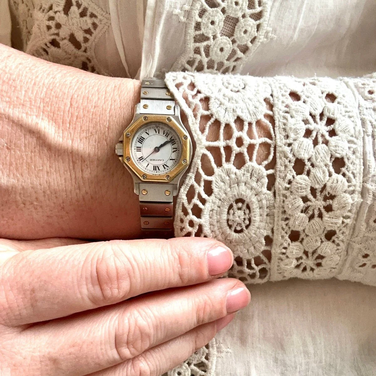 Montre CARTIER "Santos" en or jaune et acier - Image 2