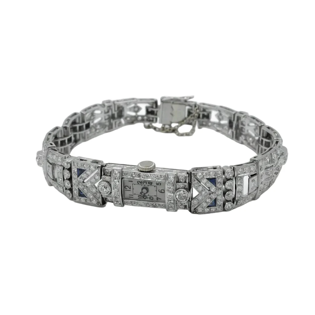 Montre de femme en or blanc, platine et diamants - Image 4