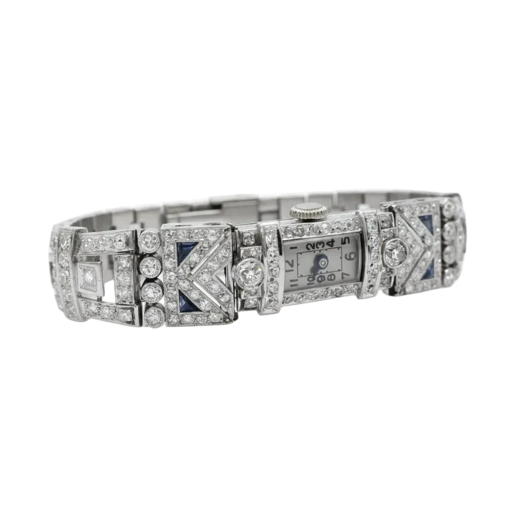 Montre de femme en or blanc, platine et diamants - Image 5