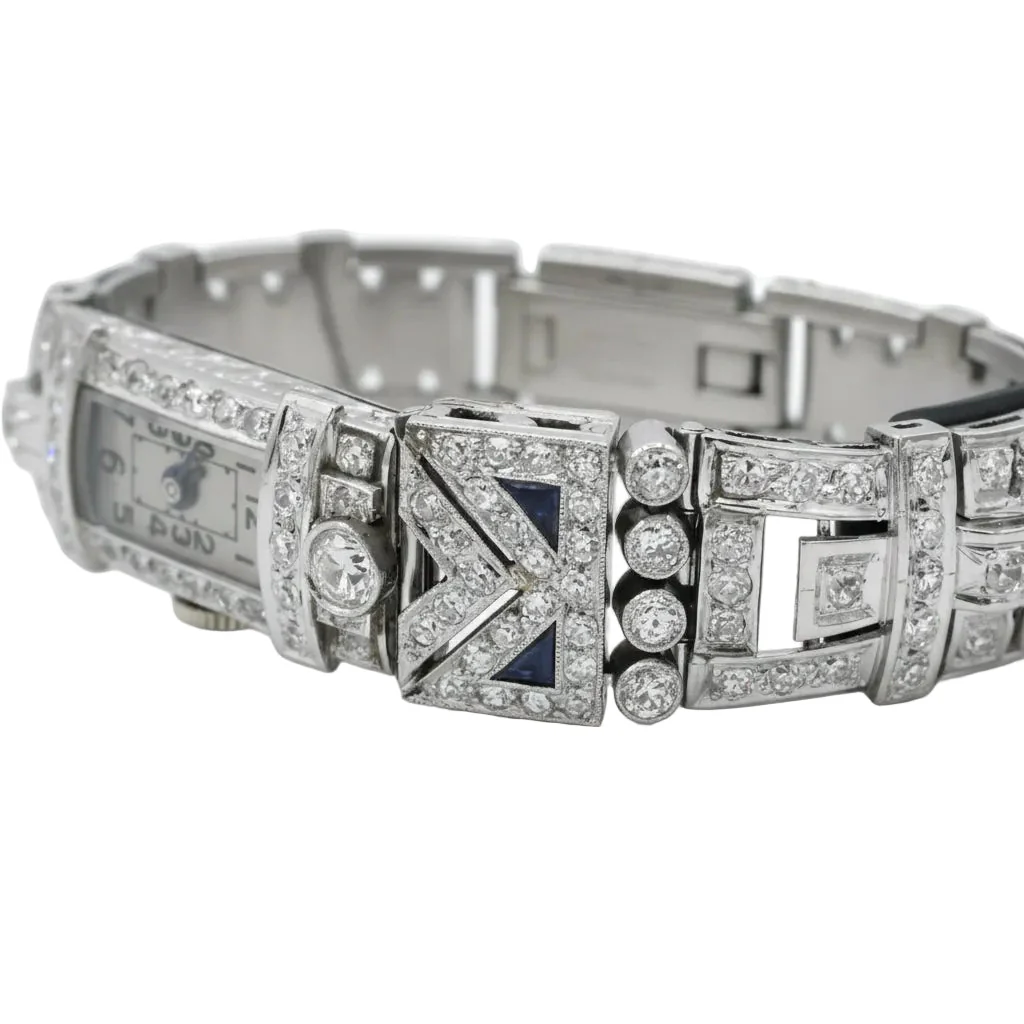 Montre de femme en or blanc, platine et diamants - Image 6