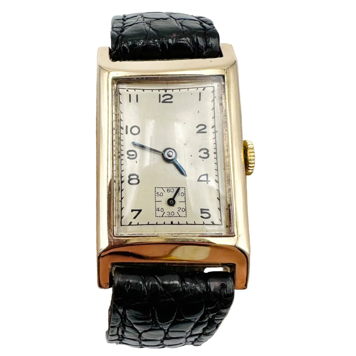 Montre en or jaune et cuir