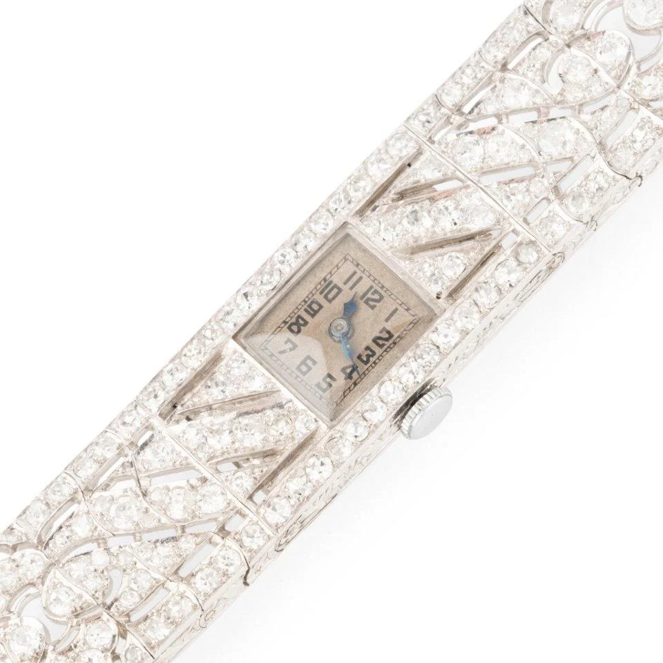 Montre Mécanique Art Déco en platine et diamants - Image 3