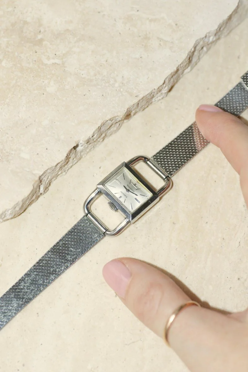 Montre Etrier Jaeger LeCoultre pour Hermès Acier Années 70 - Image 11