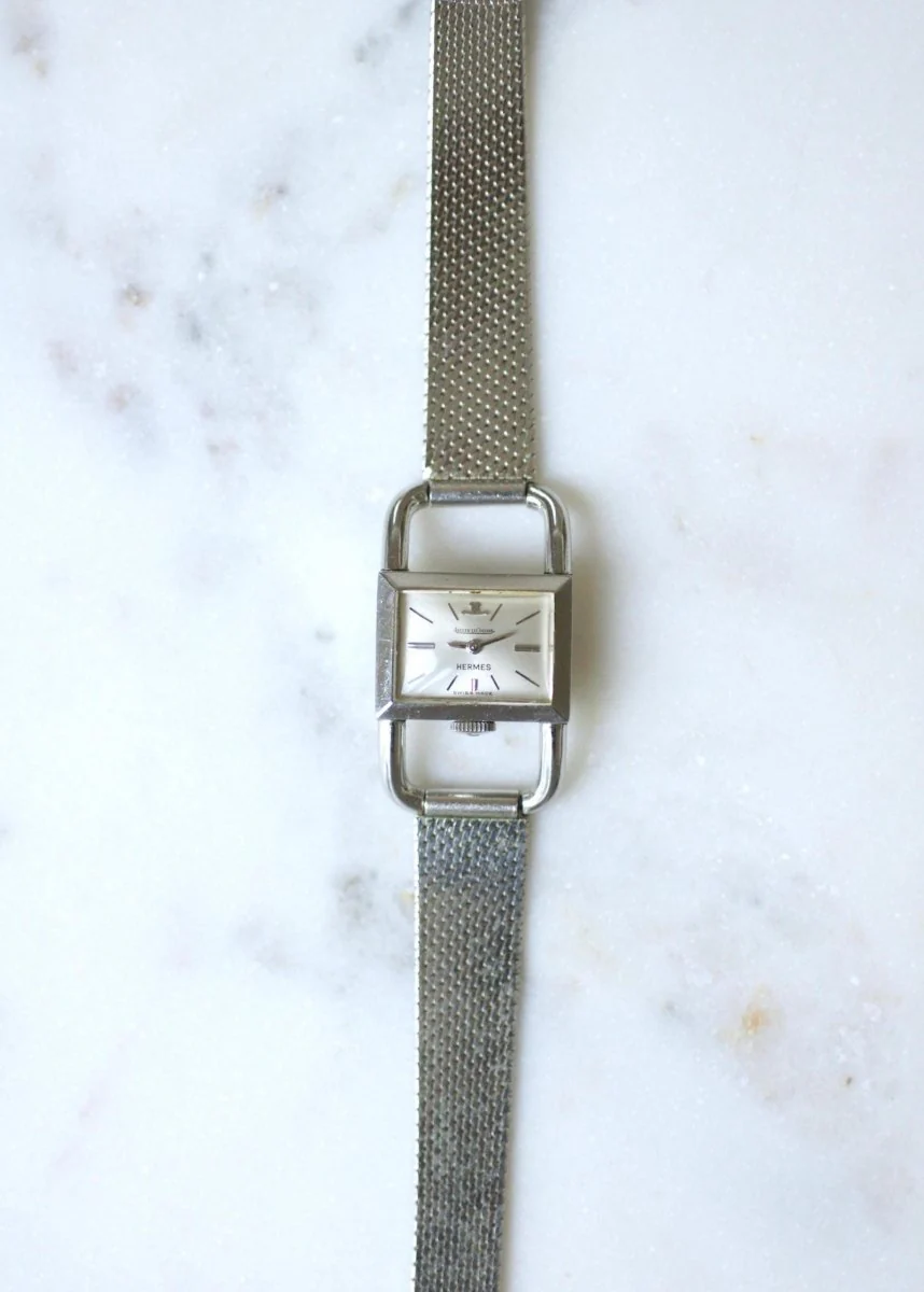 Montre Etrier Jaeger LeCoultre pour Hermès Acier Années 70 - Image 2