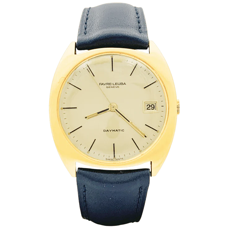 Montre FAVRE LEUBA en or jaune et cuir