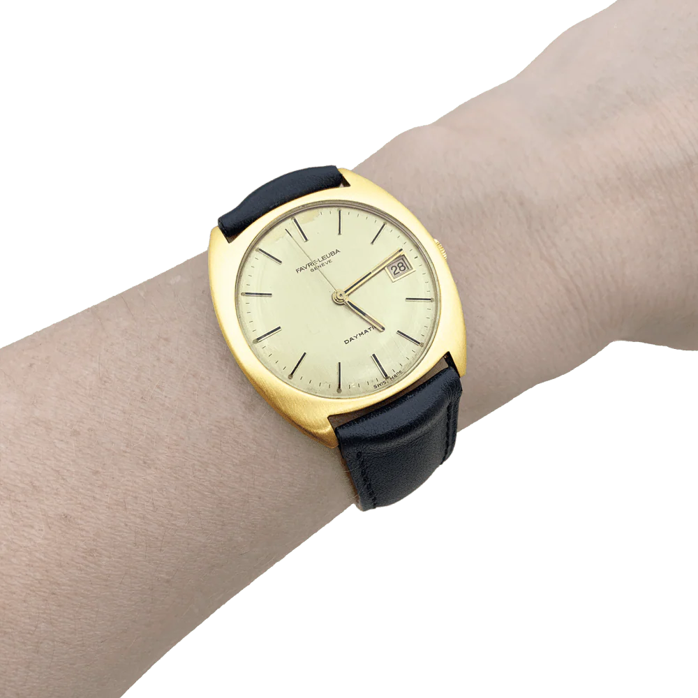 Montre FAVRE LEUBA en or jaune et cuir - Image 2