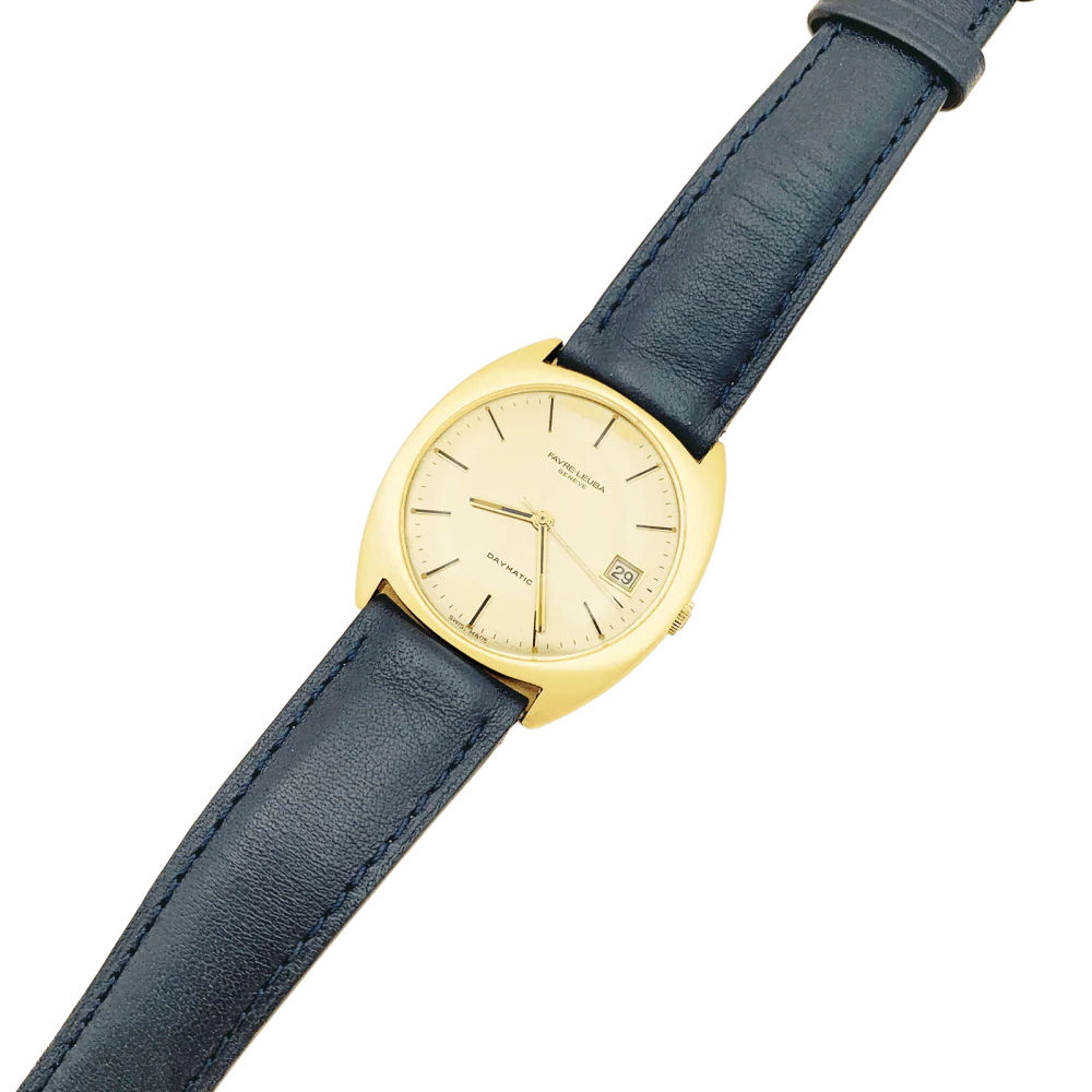 Montre FAVRE LEUBA en or jaune et cuir - Image 4