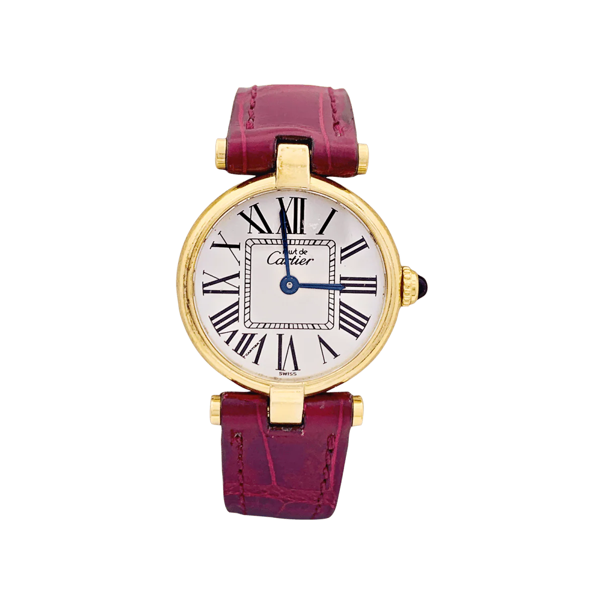 Montre CARTIER "Vendôme Must" en argent, acier et cuir