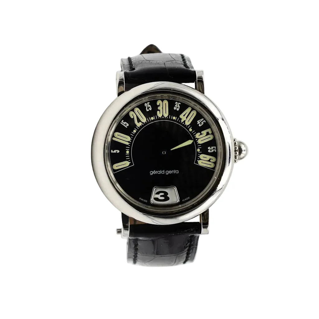 Montre GÉRALD GENTA "Rétro Classic" en acier et cuir